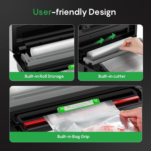 FRESKO Automatic Vacuum Sealer for Food, Continuous Seal 40 Bags in 20 Mins | Hands-Free Operation Food Sealer, Built-in Cutter & Roll Storage, Powerful Suction for Meal Prep & Bulk Food Storage in Saudi Arabia