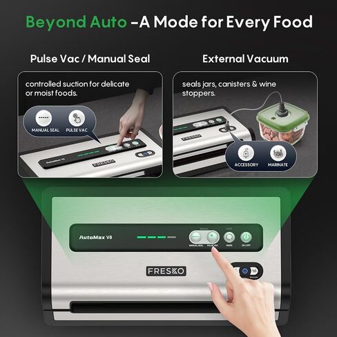 FRESKO Automatic Vacuum Sealer for Food, Continuous Seal 40 Bags in 20 Mins | Hands-Free Operation Food Sealer, Built-in Cutter & Roll Storage, Powerful Suction for Meal Prep & Bulk Food Storage in Saudi Arabia