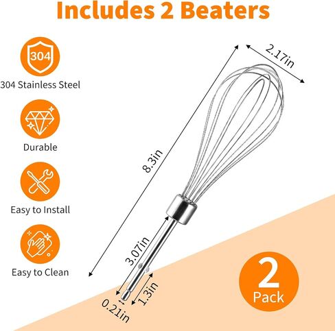 Hand Mixer Beater Blades Compatible with Oster,1Pair | Stainless Steel Whisk Replacement Parts for Oster FPSTHMSNCW 270-Watt Models in Saudi Arabia