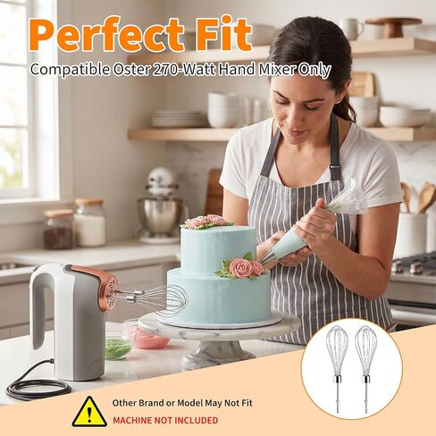 Hand Mixer Beater Blades Compatible with Oster,1Pair | Stainless Steel Whisk Replacement Parts for Oster FPSTHMSNCW 270-Watt Models in Saudi Arabia