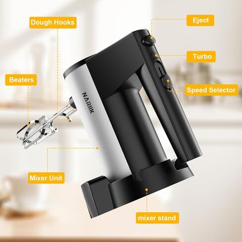 Electric Hand Mixer, 660W Kitchen Hand Mixer Electric Handheld, 5 Speed Self Control Whisk, 304 Stainless Steel, One Click Eject Dishwasher Safe Cake Mixers for Cream Cookies Dough（Black） in Saudi Arabia