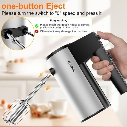 Electric Hand Mixer, 660W Kitchen Hand Mixer Electric Handheld, 5 Speed Self Control Whisk, 304 Stainless Steel, One Click Eject Dishwasher Safe Cake Mixers for Cream Cookies Dough（Black） in Saudi Arabia