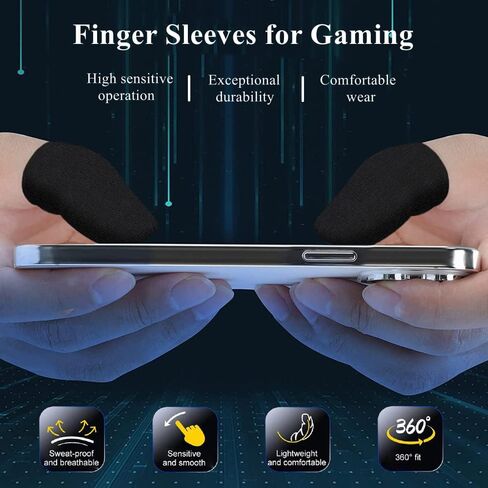 Gaming Gloves for Sweaty Hands - Rakizbe High-Sensitive Anti-Sweat Breathable Seamless Touch Screen Gloves with Thumb Finger Sleeves for iPad/Mobile Game Controller in Saudi Arabia