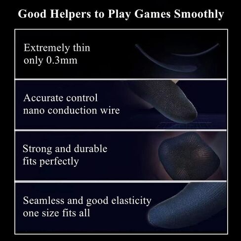 Gaming Gloves for Sweaty Hands - Rakizbe High-Sensitive Anti-Sweat Breathable Seamless Touch Screen Gloves with Thumb Finger Sleeves for iPad/Mobile Game Controller in Saudi Arabia