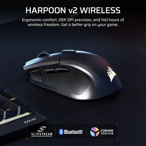 Corsair Harpoon v2 Wireless Gaming Mouse – Black | 26K DPI, Asymmetrical Shape, 6 Programmable Buttons, Up to 140hr Battery in Saudi Arabia