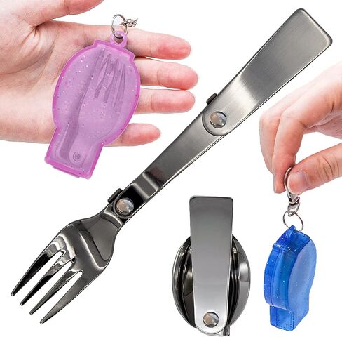 Acantha Foldable Fork and Spoon Set, Portable Folding Spoon and Fork Set with Two Plastic Storage Cases for Travel Camping Outdoors Picnic in Saudi Arabia