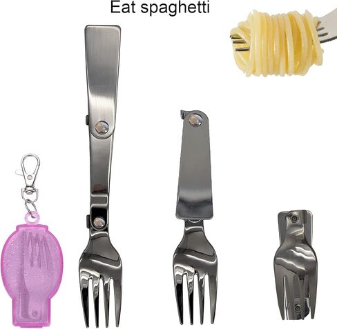 Acantha Foldable Fork and Spoon Set, Portable Folding Spoon and Fork Set with Two Plastic Storage Cases for Travel Camping Outdoors Picnic in Saudi Arabia