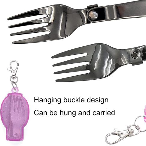 Acantha Foldable Fork and Spoon Set, Portable Folding Spoon and Fork Set with Two Plastic Storage Cases for Travel Camping Outdoors Picnic in Saudi Arabia