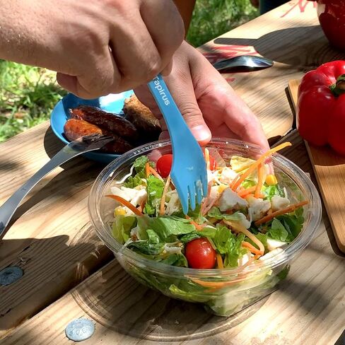Tapirus - Camping Sporks to Go V8 Set - 7" BPA Free Plastic Sporks Reusable - Camping Spoon Fork Knife Combo with Bottle Opener & Case - For Hiking, Hunting, Backpacking Utensils, MREs - Pack of 8 in Saudi Arabia