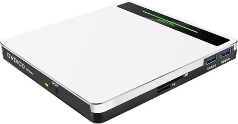 External CD Drive for Laptop: Portable DVD ROM Burner Plug & Play | USB3.0 USB C Optical CD/DVD Player with SD/TF/2 USB Ports, External CD Drive Compatible with Apple Mac Linux Window 11/10/8/7 in Saudi Arabia