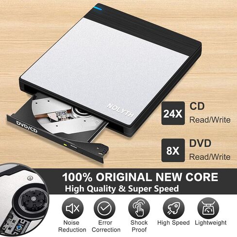 External CD Drive for Laptop: DVD Player for Mac Windows Plug & Play | External CD DVD Drive for Mac PC MacBook Windows 11, Slim USB Burner for Laptop with SD/TF/2 USB Ports, High-Speed Read Write in Saudi Arabia