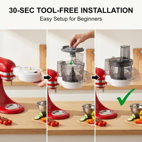 GVODE 5-in-1 Food Processor Attachment for KitchenAid Stand Mixers, Dicer | 5 Discs for Dicing, Slicing, Shredding, Strip Cutting and Sauce Prep; Wide Feed Tube, Storage Case; Mixer Not Included in Saudi Arabia