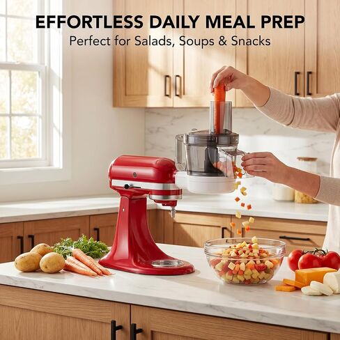GVODE 5-in-1 Food Processor Attachment for KitchenAid Stand Mixers, Dicer | 5 Discs for Dicing, Slicing, Shredding, Strip Cutting and Sauce Prep; Wide Feed Tube, Storage Case; Mixer Not Included in Saudi Arabia