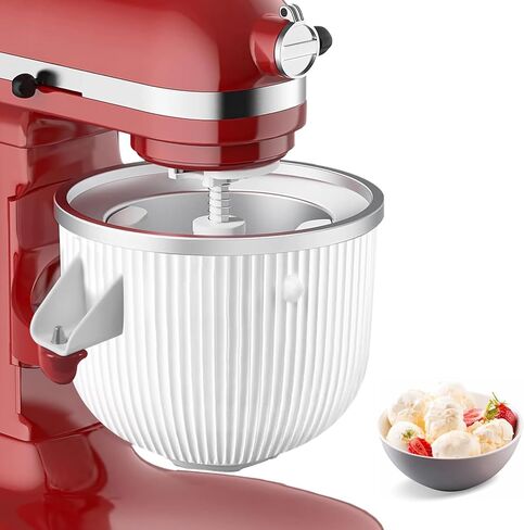 Ice Cream Maker Attachment for Kitchenaid Stand Mixers, 2 QT Freezer Bowl | Compatible with Kitchenaid 4.5/5QT & 6QT, Dasher and Drive Assembly, Home Frozen Desserts, Hand Wash Only, Double-Insulated in Saudi Arabia