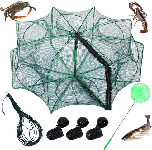 1/2 Pcs Fishing Traps Foldable, Crawfish Trap Minnow Trap Shrimp Net Portable, Crab Fish Traps Cast Nets for Fishing in Saudi Arabia