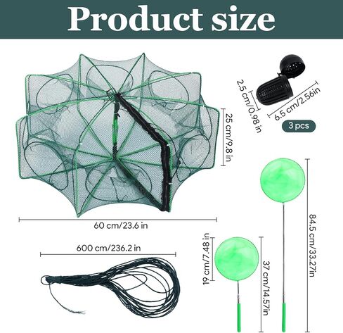 1/2 Pcs Fishing Traps Foldable, Crawfish Trap Minnow Trap Shrimp Net Portable, Crab Fish Traps Cast Nets for Fishing in Saudi Arabia