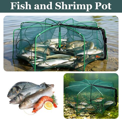 1/2 Pcs Fishing Traps Foldable, Crawfish Trap Minnow Trap Shrimp Net Portable, Crab Fish Traps Cast Nets for Fishing in Saudi Arabia