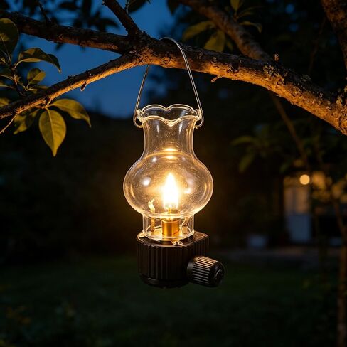 ULTECHNOVO Portable Retro Glass Gas Candle Lantern for Camping and Travel, Wide Compatibility with Gas Tanks Can Interfaces, Metal and Plastic Construction, for Tents and Backpack Outdoor Use in Saudi Arabia
