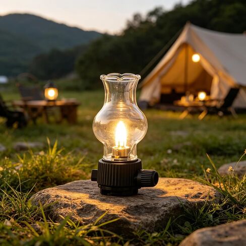 ULTECHNOVO Portable Retro Glass Gas Candle Lantern for Camping and Travel, Wide Compatibility with Gas Tanks Can Interfaces, Metal and Plastic Construction, for Tents and Backpack Outdoor Use in Saudi Arabia