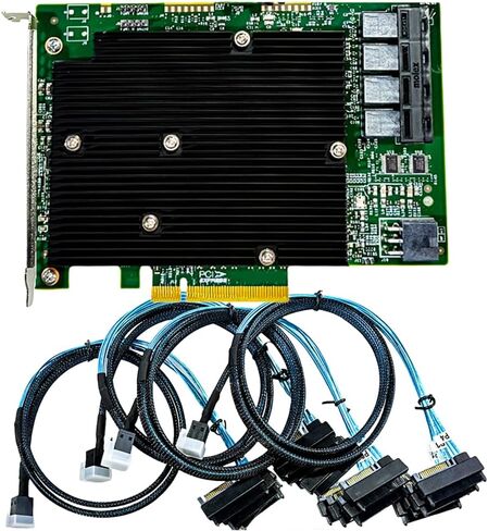 SAS HBA Card Compatible with LSI 9300-16i IT Mode 16-Port with SAS Cables | Dual SAS3008, PCIe 3.0 x8, 4x 8643 to SAS Cables, PCIe SAS Expansion Card, HBA Controller for ZFS TrueNAS unRAID NAS in Saudi Arabia