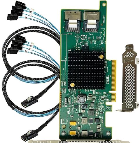 SAS HBA Card Compatible with LSI 9207-8i IT Mode 8-Port with SATA Cables | SAS2308, PCIe 3.0 x8, 2x 8087 to SATA Cables, PCIe SATA Expansion Card, HBA Controller for ZFS TrueNAS unRAID NAS in Saudi Arabia