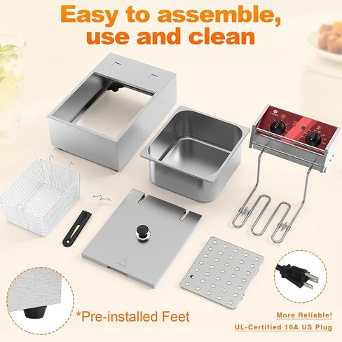 Commercial Electric Fryer with Basket 10L /10.5QT UL-Certified 1500W | Stainless Steel Countertop Fryer, with Temperature Control, Overheat Protection, 30-Min Timer, Great for Home and Restaurant in Saudi Arabia