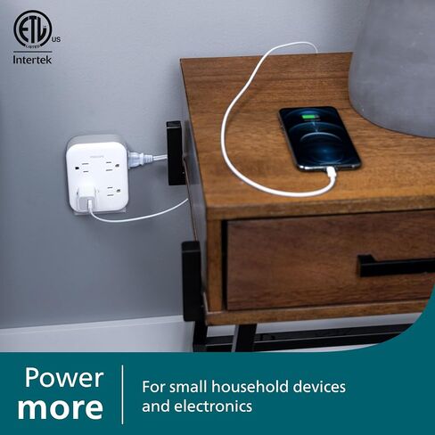 Philips All-in-One Surge Tap, 4 Grounded & 4 Polarized Outlets | 1140 Joules, Adapter-Spaced Design, ETL Certified, White/Gray, SPP3993W/37 in Kuwait