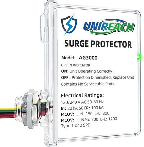 AG3000 HVAC Surge Protector, 120/240V AC, TPMOV Whole House Protection | Protects HVAC and home appliances with TPMOV surge protection, LED status indicator, and durable indoor/outdoor housing. in Saudi Arabia