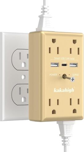 Wall Outlet Extender with Screw, 8 Way Outlets with Surge Protected | Multi Plug Wall Outlet with USB Ports, LED Indicator, 1875W Wall Mounted Surge Protectors for Dorm Room Office Kitchen in Saudi Arabia
