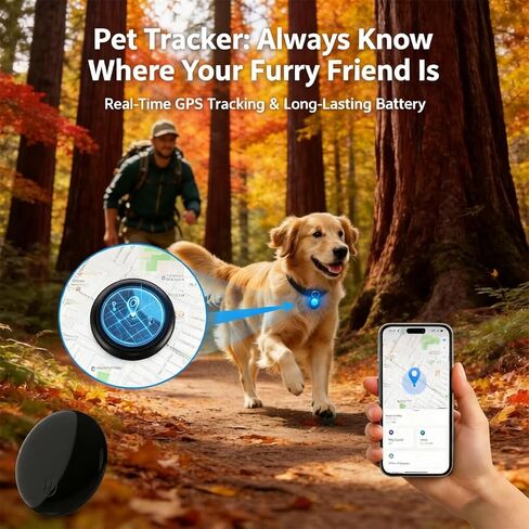 GPS Tracker for Dogs & Cats, No Monthly Fee, No SIM Card, Real-Time Positioning & Smart Anti-Lost Alerts,Mini Waterproof Drop-Proof Pet Tracker,Long Battery Life,for iOS Find My【Apple MFi Certified】 ﻿ in Saudi Arabia