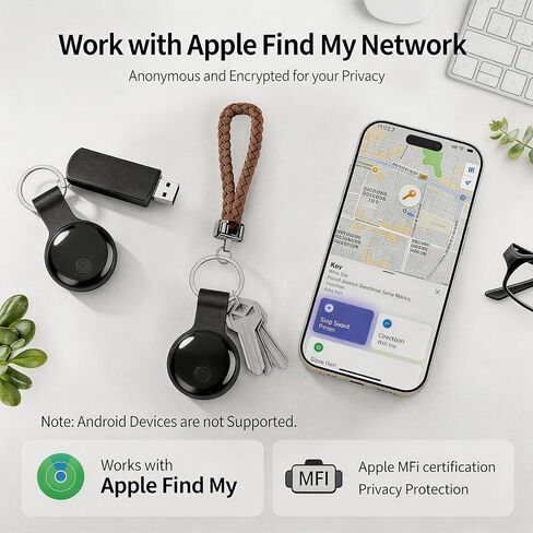 GPS Tracker for Dogs & Cats, No Monthly Fee, No SIM Card, Real-Time Positioning & Smart Anti-Lost Alerts,Mini Waterproof Drop-Proof Pet Tracker,Long Battery Life,for iOS Find My【Apple MFi Certified】 ﻿ in Saudi Arabia