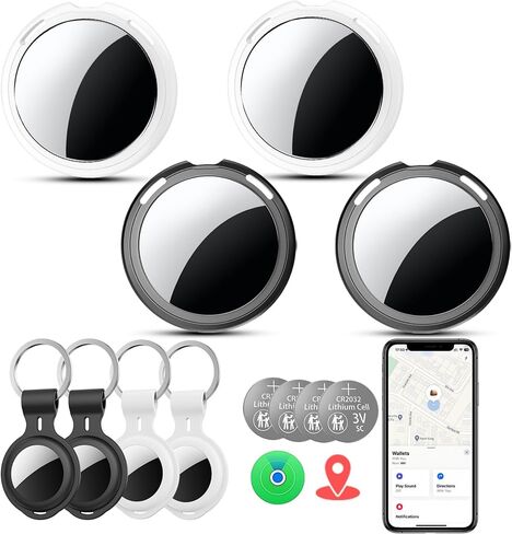 Tracker Tags-4 Pack MFi Certified for Apple Find My iOS Only Air Key Finder | Compatible with Find My App 2 Year Replaceable Battery Waterproof Key Item Finders for Luggages Wallets Backpacks Bags Pets in Saudi Arabia
