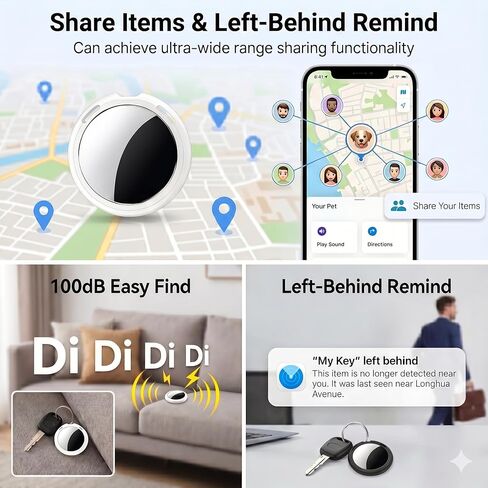 Tracker Tags-4 Pack MFi Certified for Apple Find My iOS Only Air Key Finder | Compatible with Find My App 2 Year Replaceable Battery Waterproof Key Item Finders for Luggages Wallets Backpacks Bags Pets in Saudi Arabia