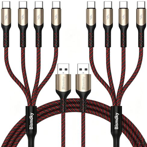 2Pack 4FT Multi Charging Cable ，USB C Splitter Cable，4 in 1 Fast Charging QC3.0 Nylon Braided Charging Cord with 4 Type-C Cable, for iPhone 17/16/15 Pro Max/Android and Tablets (USB C Splitter Cable) in Saudi Arabia