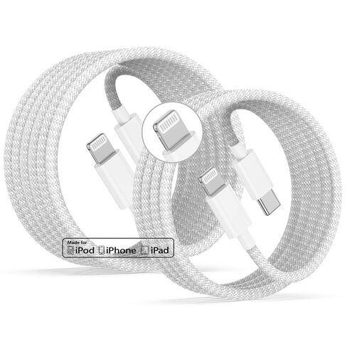 USB C to Lightning Cable, [Apple MFi Certified] iPhone Braided Fast Cable | 2Pack 6FT+10FT Power Delivery Type C Charging Cord for iPhone 14 13 12 11Pro Max/XS/Max/XR/8/7 Plus SE, iPad Air/Pro in Saudi Arabia