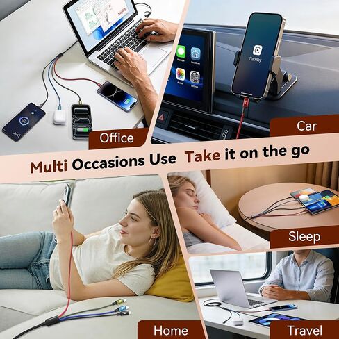 Minlu 4 in 2 Multi Charging Cable,USB C Charging Cords for Multiple Devices in Saudi Arabia