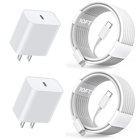 Apple Fast Charger, 10FT Extra Long Fast iPhone Charger Travel Plug Adapter Super Quick Apple Charging USB C Wall Charge Block with 10Foot Lightning Cable Cord for iPhone 14/13/12/11/X/XR/SE2022/iPad in Saudi Arabia