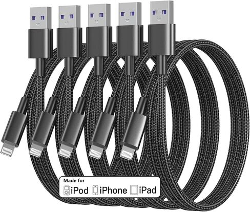 5Pack for iPhone Charger Cable 3ft Lightning to USB Cables Fast for iPhone Charging Cord [Apple MFi Certified] Nylon Braided for iPhone 14/13/12/11 Pro/X/Xs Max/XR/8 Plus/7/6/5/SE,for IPad, 3 Foot in Saudi Arabia