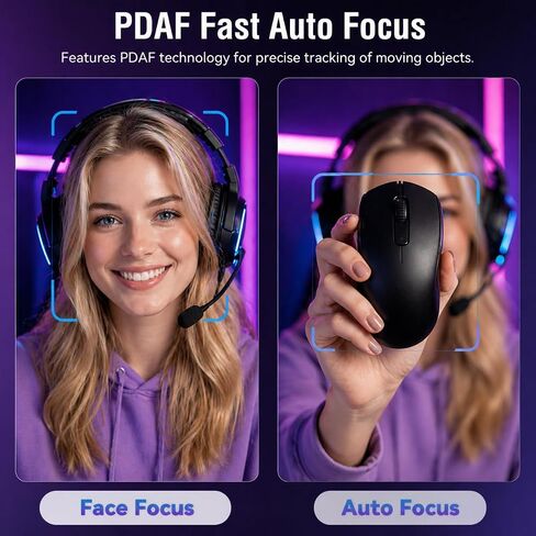 4K Webcam for PC Computer PDAF Autofocus with Built-in Microphone Windows | 1080P@60fps, Privacy Cover, Dual Noise Cancel Mics, 8X Digital Zoom, 78° FOV, Compatible Zoom Teams Twitch Google Meet in Saudi Arabia