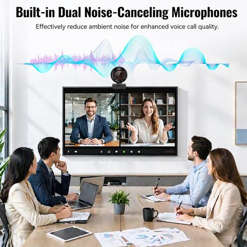 4K Webcam for PC Computer PDAF Autofocus with Built-in Microphone Windows | 1080P@60fps, Privacy Cover, Dual Noise Cancel Mics, 8X Digital Zoom, 78° FOV, Compatible Zoom Teams Twitch Google Meet in Saudi Arabia
