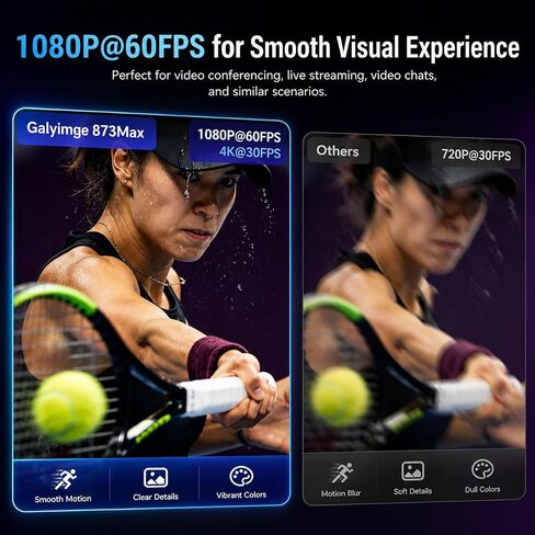 4K Webcam for PC Computer PDAF Autofocus with Built-in Microphone Windows | 1080P@60fps, Privacy Cover, Dual Noise Cancel Mics, 8X Digital Zoom, 78° FOV, Compatible Zoom Teams Twitch Google Meet in Saudi Arabia