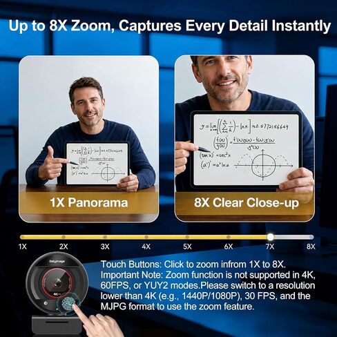4K Webcam for PC Computer PDAF Autofocus with Built-in Microphone Windows | 1080P@60fps, Privacy Cover, Dual Noise Cancel Mics, 8X Digital Zoom, 78° FOV, Compatible Zoom Teams Twitch Google Meet in Saudi Arabia