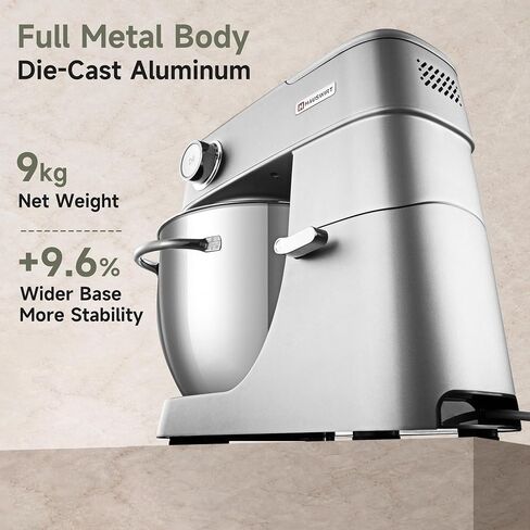 Hauswirt Stand Mixer 6QT XL Large, 4.5" LED Touch Screen Electric Household Stand Up Mixer, Full Metal Structure Standing Mixer 11-Speed, Dough Cake Bread Mixer – Silver in Saudi Arabia