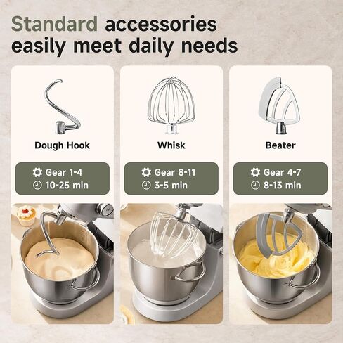 Hauswirt Stand Mixer 6QT XL Large, 4.5" LED Touch Screen Electric Household Stand Up Mixer, Full Metal Structure Standing Mixer 11-Speed, Dough Cake Bread Mixer – Silver in Saudi Arabia