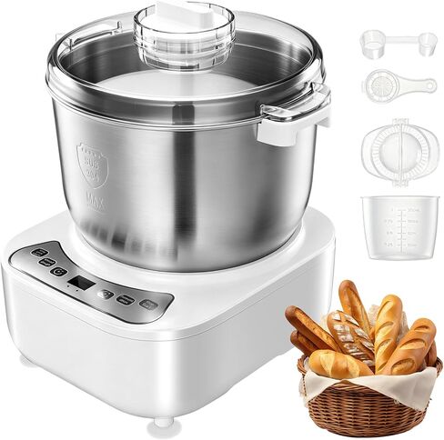 SakerPlus Electric Dough Maker, 7L Large Capacity with Ferment Function, Automatic Dough Kneading Machine, 304 Stainless Steel Bowl for Bread, Noodles, Dumplings, Pizza Dough (red) in Kuwait