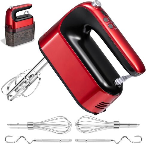 CBQ Hand Mixer Electric, 9 Speed 400W Handheld Mixer with Digital, Touch Button, Turbo, Snop-On Storage Case, 5 Stainless Steel Accessories, Hand Mixer Electric Handheld for Cake, Cookie, Egg (Red) in Saudi Arabia