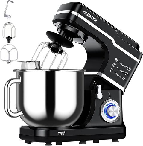Stand Mixer, 7.5QT Kitchen Electric Food Mixer 10-Speed Tilt-Head Dough Mixer for Baking&Cake, with Stainless Steel Bowl, Whisk, Dough Hook, Beater, Splash Guard (660W) BLACK MC1 in Kuwait