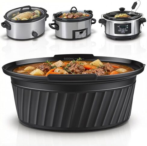 Silicone Slow Cooker Liners Compatible with Crock Pot 6 QT,Reusable,Black | Food Grade Silicone,Leakproof,Crock Pot Liners For 6 Quart Oval or Round Slow Cookers,Fit Crockpot | Dishwasher Safe,BPA Free in Saudi Arabia
