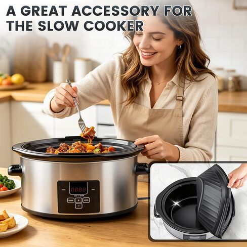 Silicone Slow Cooker Liners Compatible with Crock Pot 6 QT,Reusable,Black | Food Grade Silicone,Leakproof,Crock Pot Liners For 6 Quart Oval or Round Slow Cookers,Fit Crockpot | Dishwasher Safe,BPA Free in Saudi Arabia