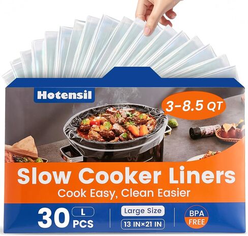 Slow Cooker Liners, Hotensil 13"x 21" 30 Count Cooking Bags Large Size Disposable Pot Liner, Fit 3QT to 8.5QT for Slow Cooker Cooking Trays, Multi-Purpose Durable Liners Plastic Bags, BPA Free in Kuwait